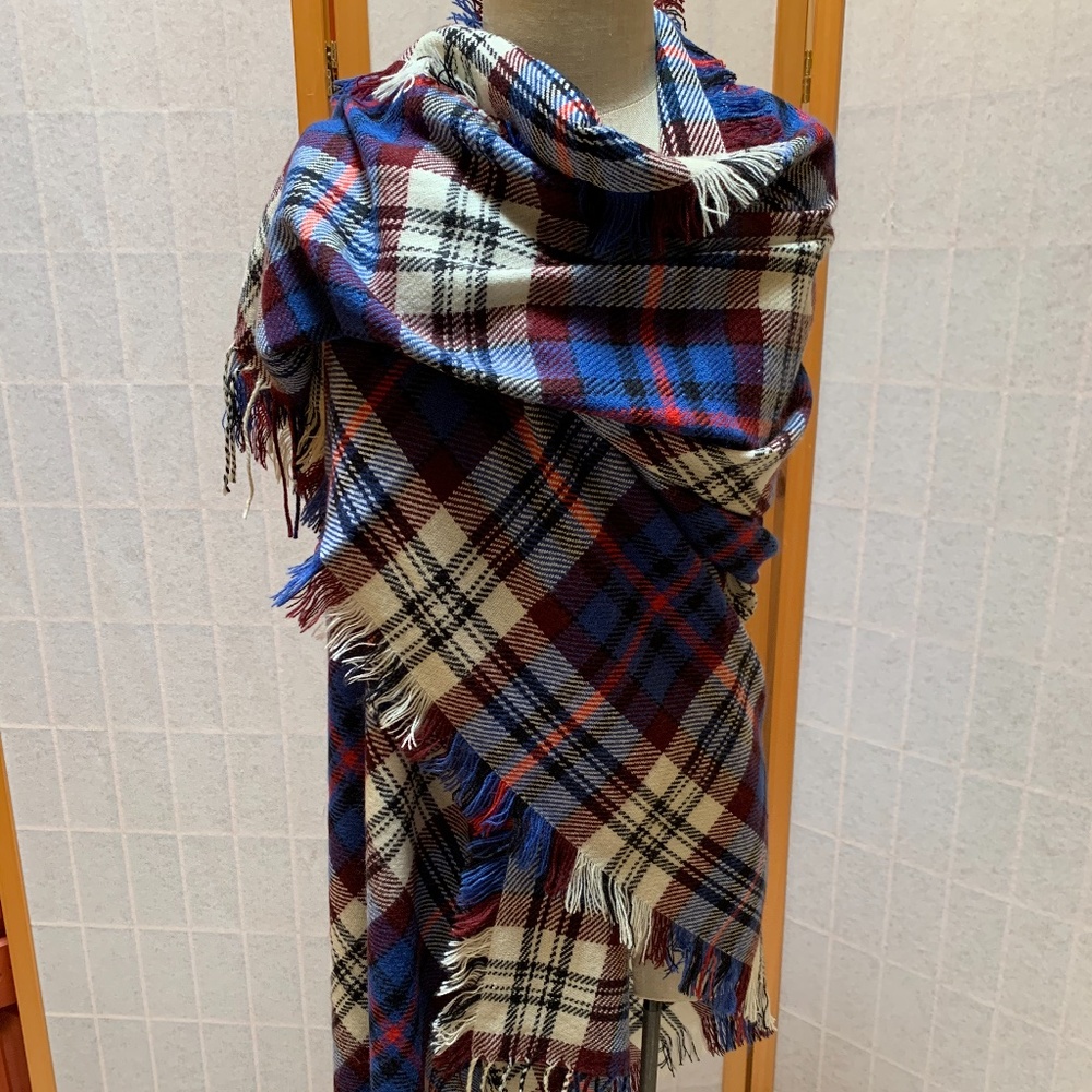 Blue plaid wrap